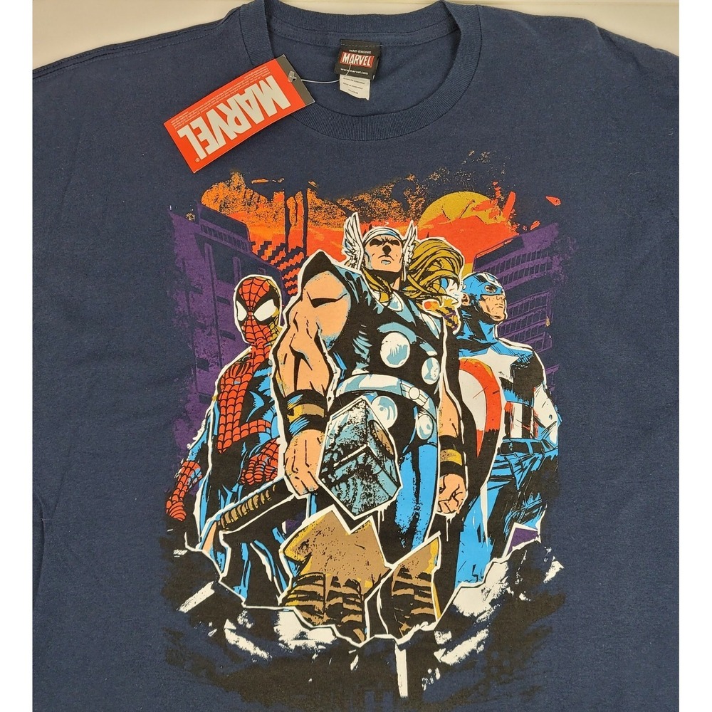 2010 Mad Engine Marvel-THOR- Spider-Man, Captain America XL, Navy Blue  NEW! - Picture 2 of 9